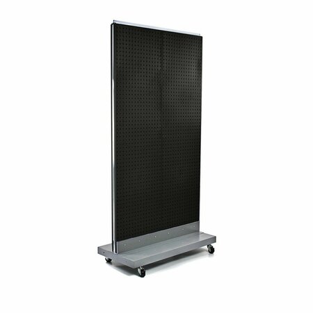 AZAR DISPLAYS Two-Sided Double Pegboard Floor Display on Wheeled Base 700732-BLK